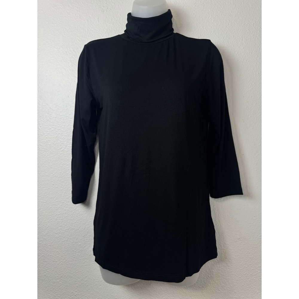 L'AGENCE Aja Black Turtleneck 3/4 Sleeve Top NWT Medium Old Money